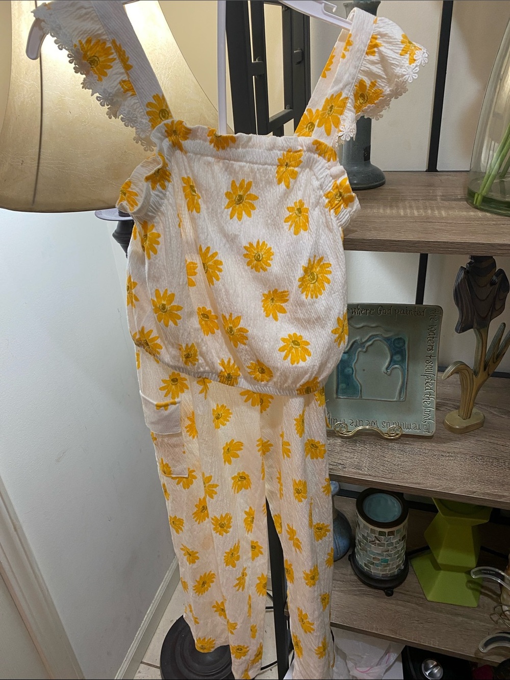 Haute Hippie White and Yellow Sunflower Print Girls Jumpsuit